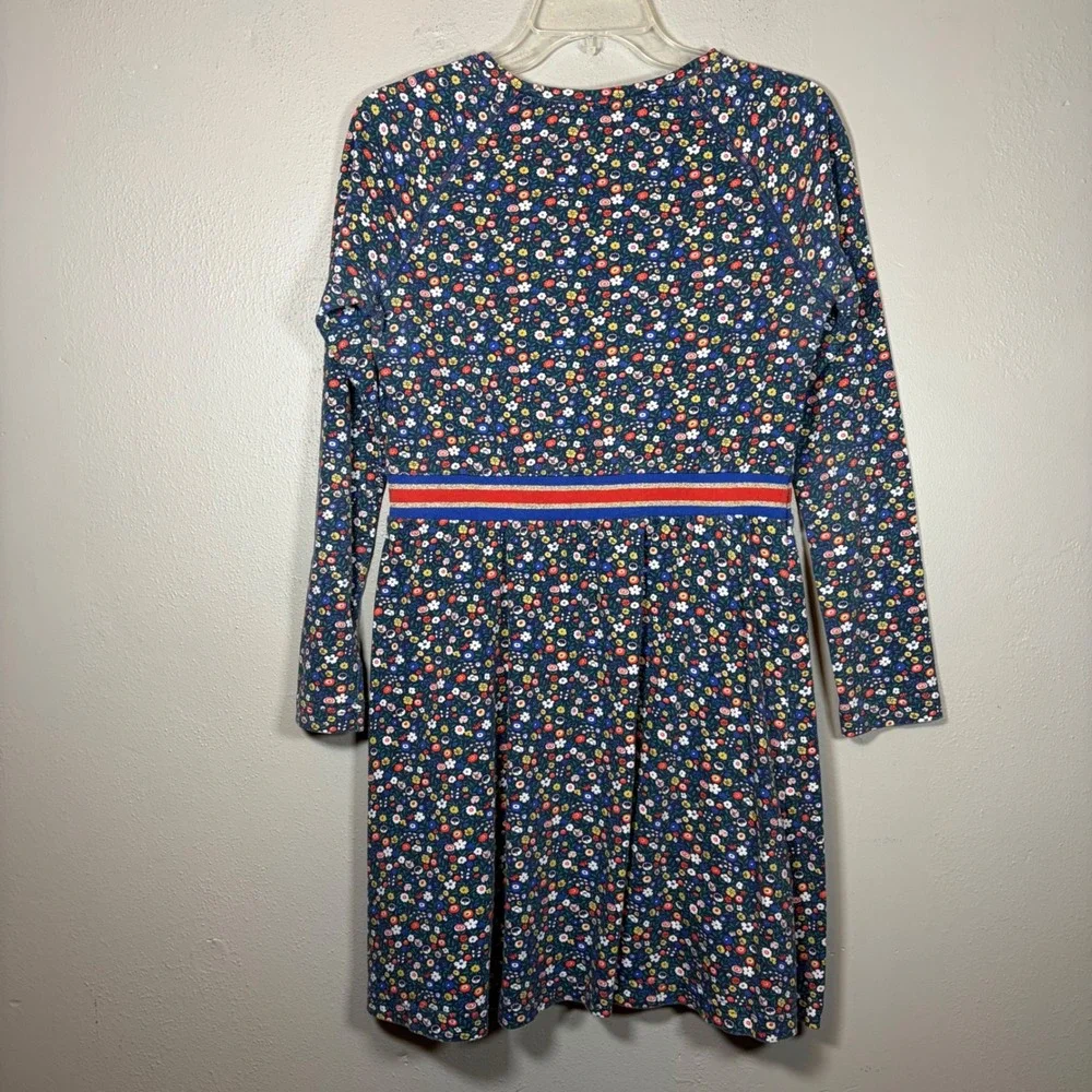 Johnnie B Boden Girls Floral Long Sleeve Jersey Dress Navy Blue Size 15-16Y